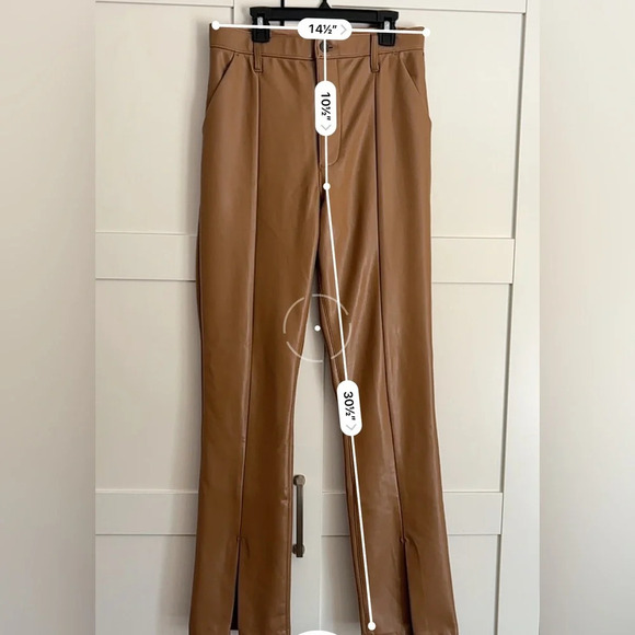 Abercrombie Vegan leather straight leg pants with Split ankle size 8 minimalist - Picture 4 of 4